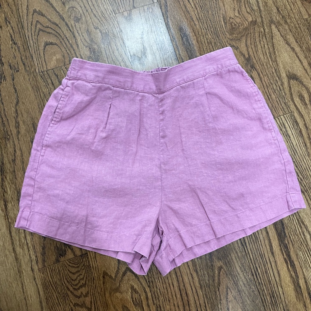 Madewell Clean Linen Pull On Shorts - M, Pink